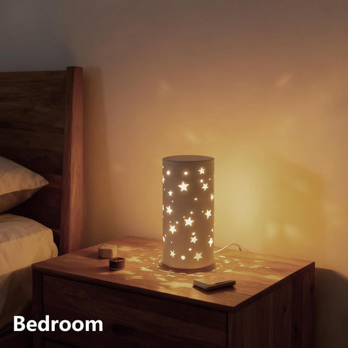 Bedside Table Lamp Rotating Night Light Led Lights for Girls Bedroom Decor Living Room Star Projector Shadow USB Floor