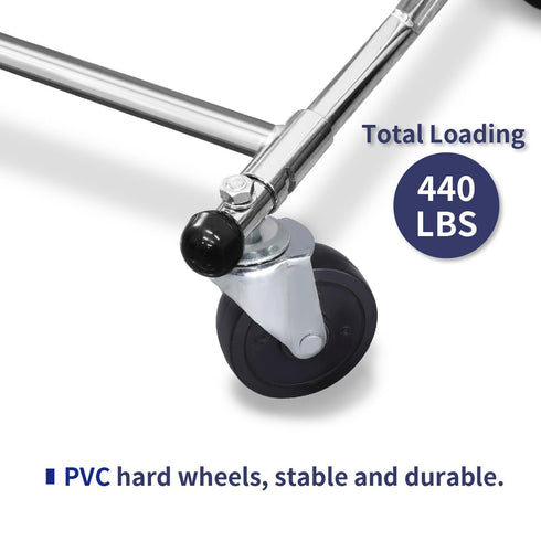 AXL Caster Wheels 3 Inch Set of 4 - Heavy Duty 3/8"-1" Threaded Stem Casters for Clothing Rack and Shelving
