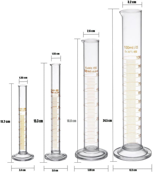 Thick Glass Graduated Measuring Cylinder Set 5ml 10ml 50ml 100ml Glass with Two Brushes