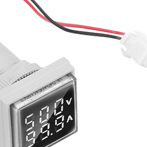 LED Display Voltmeter, 22mm Dual Display Panel Ammeter for AC 0-100A 60-500V Meter Indicator (White)