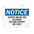SmartSign-U9-1435-NA "Notice - Gates Must Be Closed After Entry Or Exit" Sign | Aluminum 10" x 14" - Black/Blue on White
