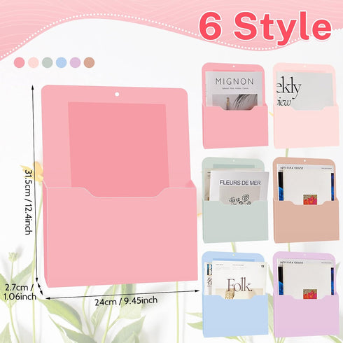 Fuutreo 6 Pcs Magnetic Wall File Organizer, Magnetic Holder for Mail, Letters, Paper Office Supplies