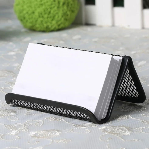 Jowxsx Metal Mesh Business Card Holder, Black Office Card Collection Organizer for Desk Storage