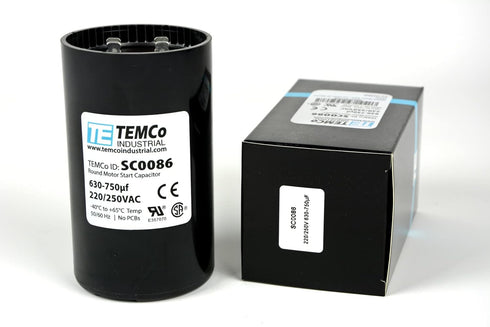 TEMCo 630-750 uf/MFD 220-250 VAC Round Start Capacitor, 50/60 Hz AC Electric - Lot -1