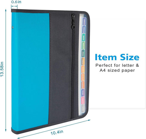 Sooez Accordion File Organizer with Safe Zipper, 12 Pocket Expanding File Folder, Portable Monthly Paper Organizer, Teal