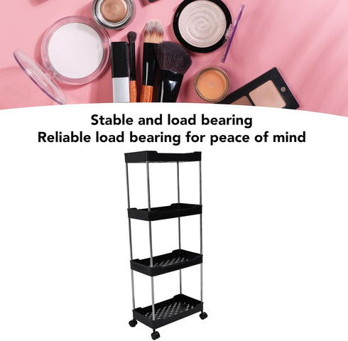 Miriam Song 4 Rolling Cart, Widened PP Stainless Steel, Tier with Wheels, Storage Trolley for Bathroom Furniture