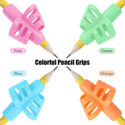 BUSHIBU Pencil Grips for Kids Handwriting, 4 Pcs Toddler Grippers, Pen Trainer for Beginners