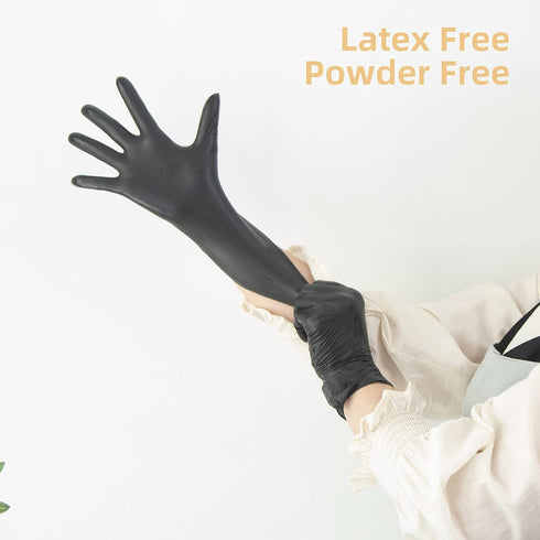 UC Global Trade Inc Black Disposable Vinyl Exam Gloves - Latex Free Powder Free for Household Cleaning, 100 Count