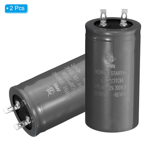 PATIKIL Motor Start Capacitor 2 Pcs 100uf 300V 50/60Hz CD60 for Air Conditioners and Electric Motor Starts