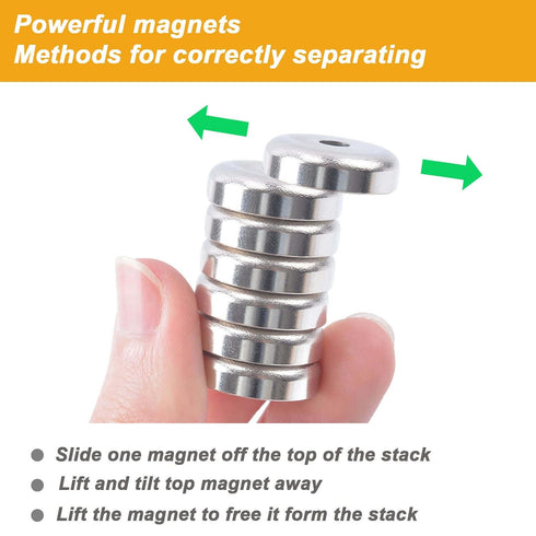 12 22 lbs 0.79"(20 mm) Countersunk Pcs Neodymium Cup Magnet with Holes, Pulling Force Strong Rare Earth Magnets Round