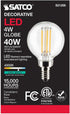 Satco 4-Watt LED E12 Light Bulb, 4000K, Dimmable, 15000 Hour Rating