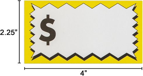 Sunburst Systems 7071 Large Item Pricing Stickers, 75 Count, 4" x 2.25", Yellow and White