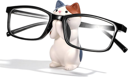 AOZUO Cat Glasses Holder, Cute Glasses Holder for Desk, Resin Eyeglasses Stand Sunglasses