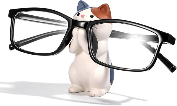 AOZUO Cat Glasses Holder, Cute Glasses Holder for Desk, Resin Eyeglasses Stand Sunglasses