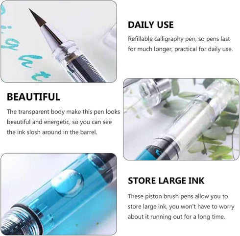 Veemoon 5pcs Watercolor Brushes, Refillable Brush Pens, Ink Writing Brush for Drawing Art Supplies Calligraphy Practice