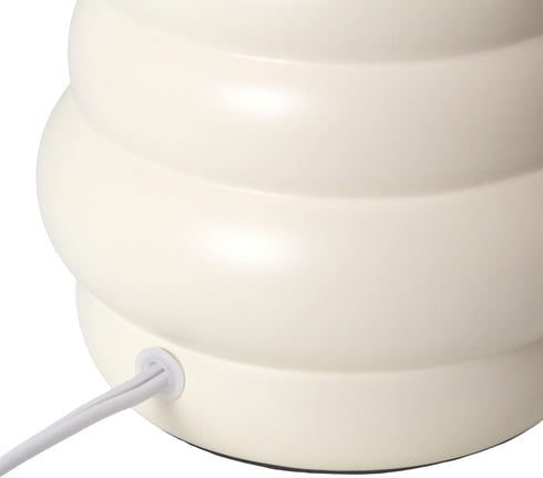 LT1168-CRM 12.68" Simple Designs Chic Glow Mini Stacked Ceramic Table Lamp, Monochromatic Fabric Shade, Small Accent