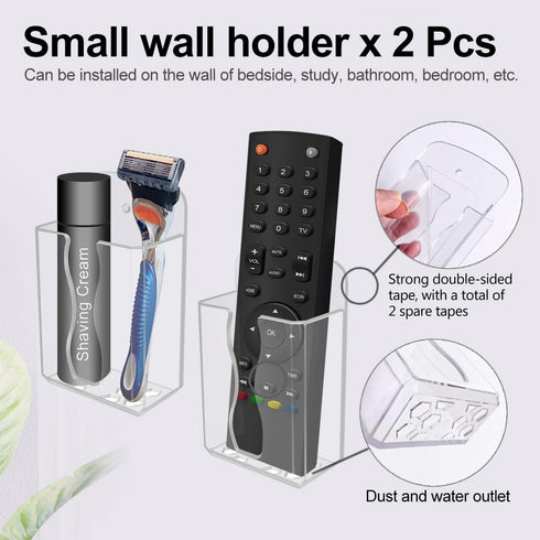 Set, 3 Pack Wall Mounted Remote Control Holder Self Adhesive Magazine File, Mail Organizer Box for Wall, Bedside Caddy