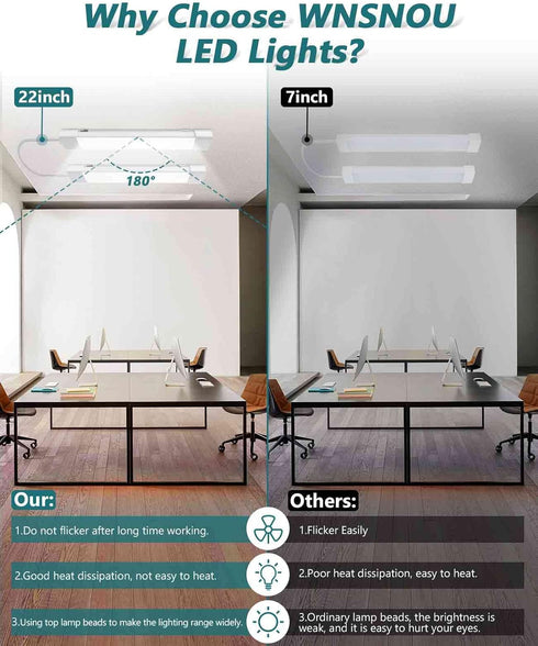 2FT 2000LM 5000K Closet, 2Ft, LED Tube Light Fixture with Plug, Utility Shop, Linkable Cabinet for Garage, Kitchen