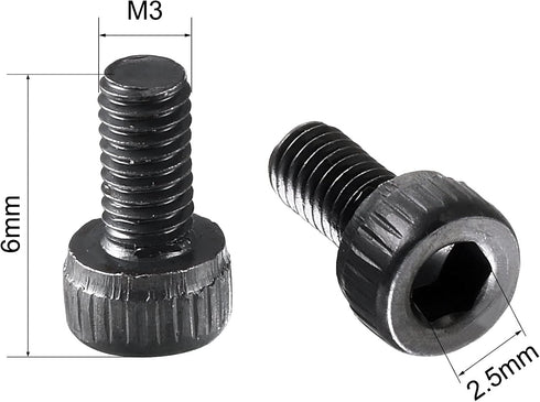uxcell M3 x 6mm Alloy Steel Hex Bolt Socket Head Cap Screws Black, 100 Pcs
