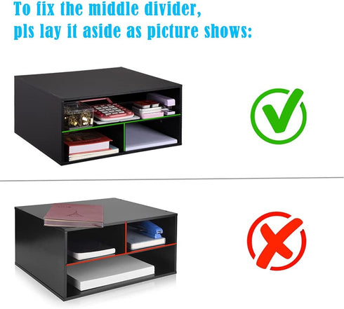 EMERIT 2-Tier Printer Stand Shelf with Storage Wood Desk Paper Organizer for Home/Office