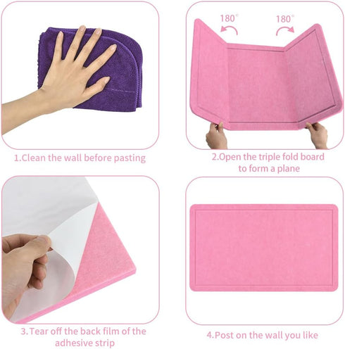 Pink 28"x16" Large Cork Board with 50 Push Pins & Sticky Notes, Self-Adhesive Bulletin Board for Wall, Felt Pin Board