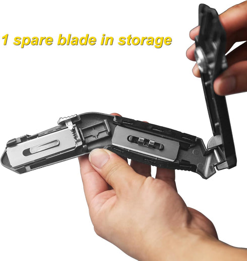 XW Retractable Carpet Knife, Heavy Duty Zinc Alloy with Twist-lock Design, Extra 5 Blades Included