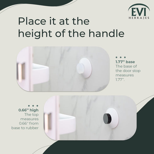 EVI Herrajes Doorstop for Wall Placement, 45 x 17 mm Stainless Steel White Lacquered with Rubber Included