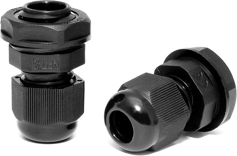 10 Pcs 1/4" NPT Nylon Cable Glands, IP68 Waterproof Adjustable Cord Grip for 4-6mm Cable Diameter