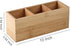 Bamboo Wood Pens and Pencils Holder Cup, Multiuse Desktop Storage with 3 Compartments for Office