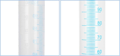LANIAKEA 100ml Plastic Graduated Cylinder, 10 Pack with 2-Sided Measuring Lines for Lab Use