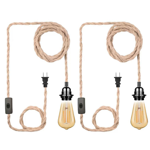 eivtokn Plug in Pendant Light Cord, Industrial Hanging Light Kit with 15FT Hemp