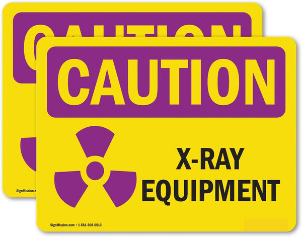 (2 Pack) OSHA Caution Radiation Sign, 7 Inch X 5 Inch Vinyl Label Decal Sticker, Weather Resistant, UV Protected