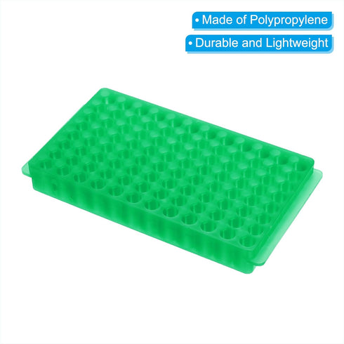 PATIKIL 96 Wells Tube Rack, 1pcs Double Panel Vial Rack for Microcentrifuge Tubes 0.2/0.5/1.5/2ml, Green