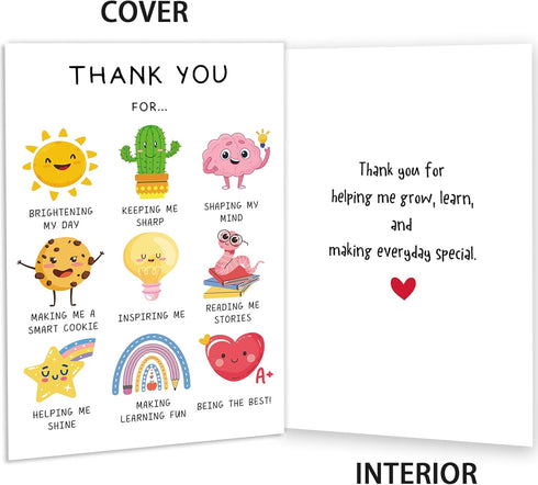 MOROLURU Funny Thank You Card for Teacher, Cute Daycare Teacher Appreciation Cards Gifts for Men Women, Thank You