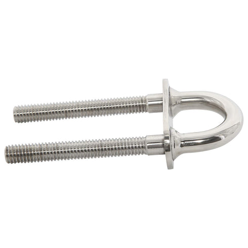 NovelBee 2-Pack 3/8" Stock Stainless Steel Stern Bow Eye U Bolt with Welding Plate, 4" Overall Length