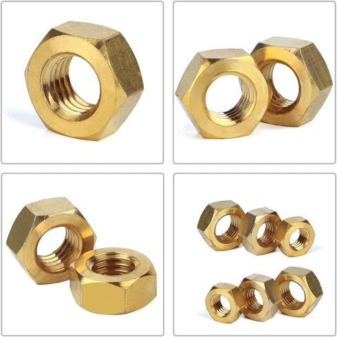 Glarks 160Pcs Metric M2 M2.5 M3 M4 M5 M6 M8 M10 High Strength Brass Hex Nuts Assortment Kit