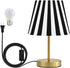 Dimmable ALAZA Table Lamp for Bedroom Nightstand White Black Stripe Bedside Lamp with USB Port Fabric Shade Desk Lamps