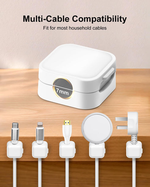 Art3d 8 Pack Magnetic Cable Clips, White Cable Management Accessories, Cord Smooth Adjustable & Adhesive Backing Cord
