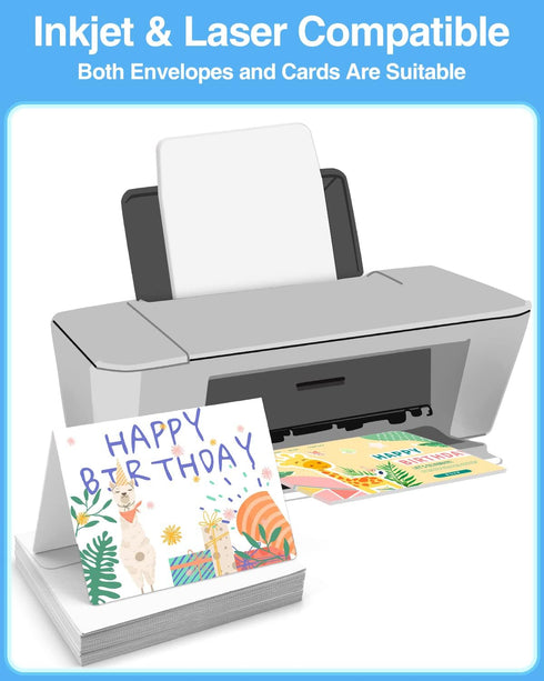 Blank Cards and Envelopes 60 Pack, 4 x 5.5 Folded Cardstock with A2 White Envelopes for Invitations and Greeting Cards