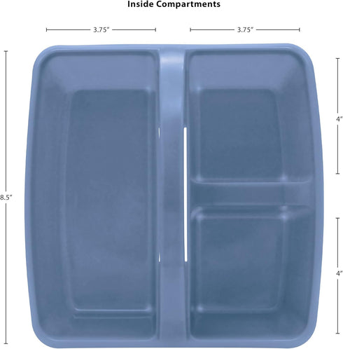 Teacher Created Resources Slate Blue Portable Plastic Storage Caddy 6-Pack, 3 Compartments for Classrooms, Kids Room,