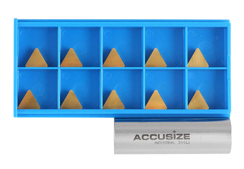 Tpg222 Tin Coated Carbide Inserts by Accusize Industrial Tools, 10 Pcs/Box, 2127-1024x10