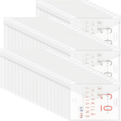 EOOUT 50pcs Clear Plastic Envelopes with Button Snap Closure, Waterproof Poly Folder for A4 Letter Size Documents