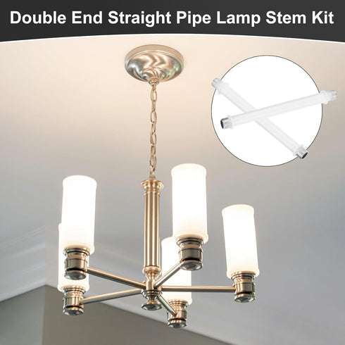 M METERXITY 4-Set 120mm(4.72") M10 Straight Pipe Lamp Stem Kit, Long Double End Thread Rod W/Coupling Sleeve Nuts