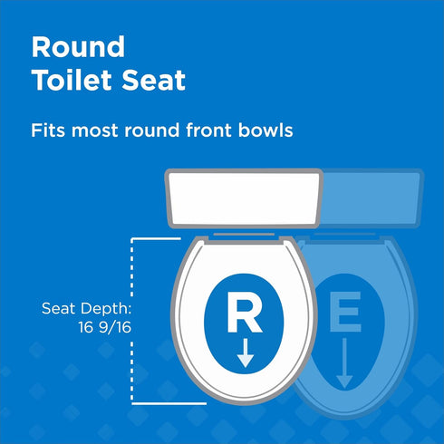 GC550129 Gerber Round Front Toilet Seat with Cover, Soft Close, No Slam, Quick & Easy Install, Heavy-Duty Plastic