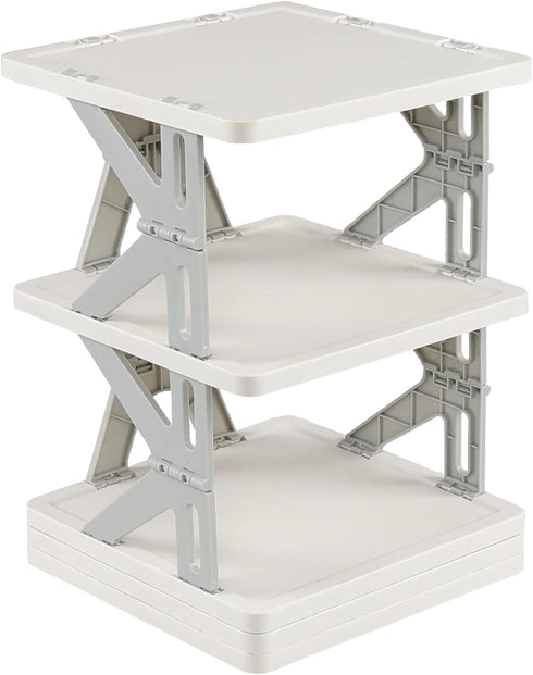 Afromy 5 Tier Plastic Collapsible Shoe Shelf, Vertical Shoe Organizer Rack for Front Door Entrance