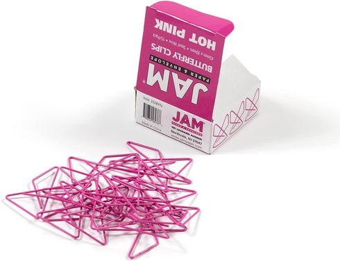 JAM PAPER Colorful Butterfly Clips - Pink Paper Clamps, 15/Pack