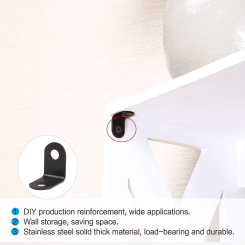 80pcs 12x12mm uxcell Angle Bracket Metal Black Corner Brace Fastener L Shaped Right Angle Brackets Corner Protector
