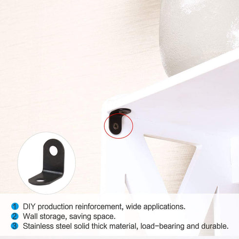 12pcs 12x12mm uxcell Angle Bracket Metal Black Corner Brace Fastener L Shaped Right Angle Brackets Corner Protector