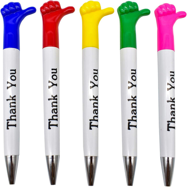 Maydahui 25 PCS Thank You Greeting Gift BallPoint Pens, Cute Thumbs Up Pens for Employee Appreciation (Black & Blue Ink)