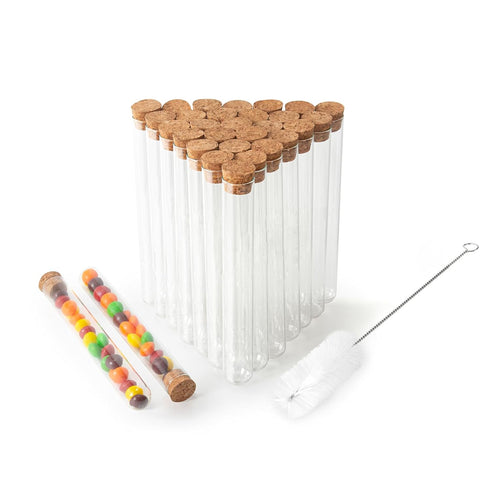 30pcs 20ml Glass Test Tubes (15 x 150mm) with Cork Stoppers and Brush for Scientific Experiments